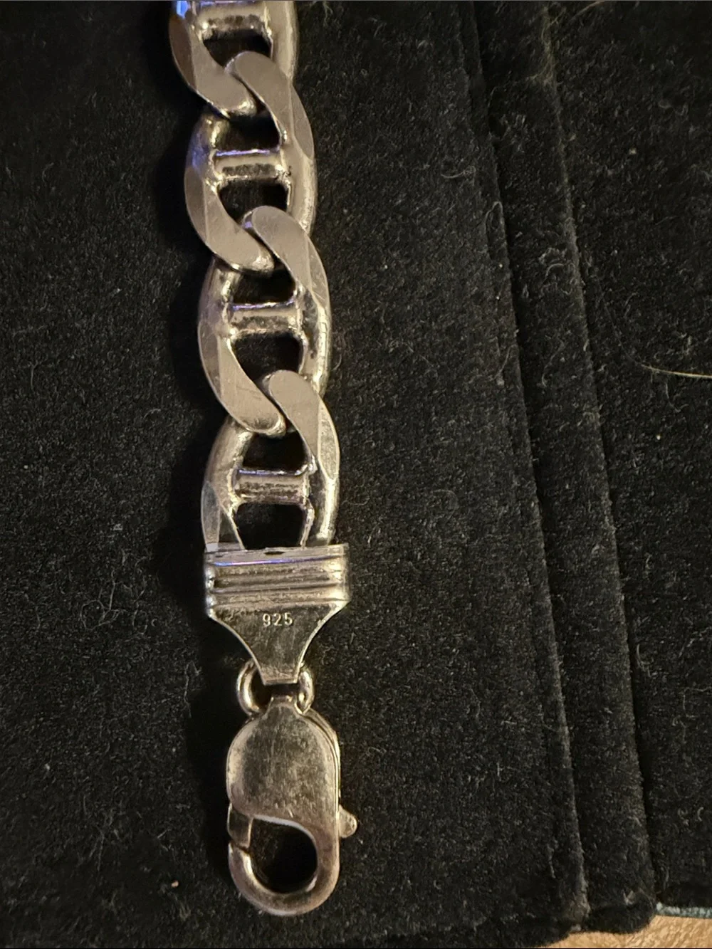 Men's Mariner link 925 Silver Chain Bracelet - 9in length and 9.5mm width